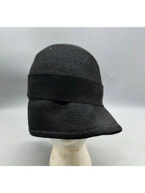 Vintage 20s 30s 40s Cloche Hat Raffia Straw Netting Ribbon Band Black Union Made Vintage Beautiful 60s Sears Millinery Hat, Raffia Cloche Hat  main image 3